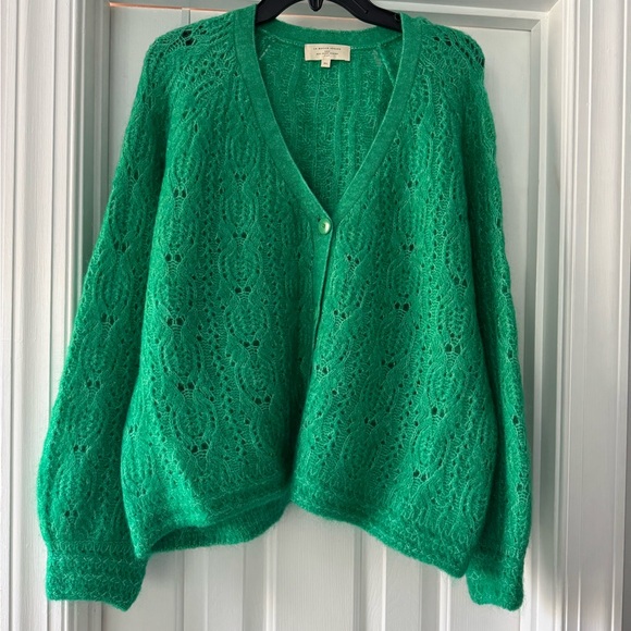 Green Women's Cardigan Sweater - Picture 4 of 6